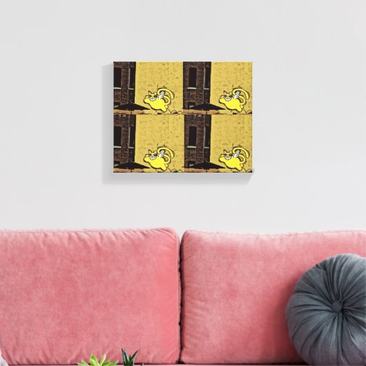Cartoon wandkat canvas afdruk (Insitu (Woonkamer))