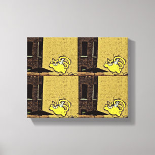 Cartoon wandkat canvas afdruk