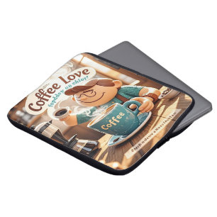 Cartoon Warm Gezellig Cafe Koffie Liefhebber Stijl Laptop Sleeve