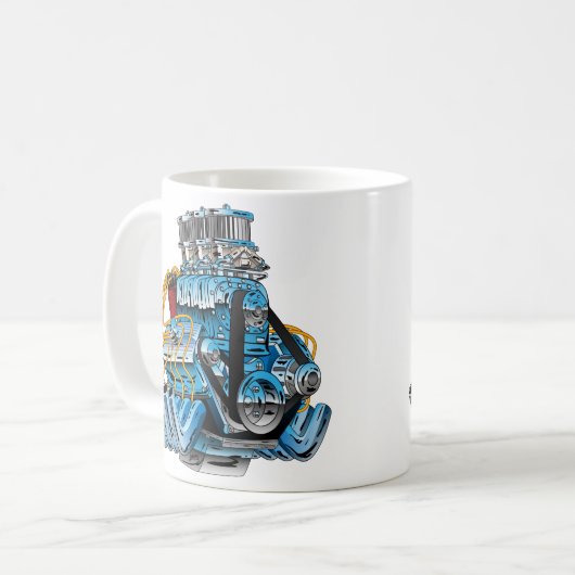 Cartoon warmloopauto-drager koffiemok (Voorkant links)