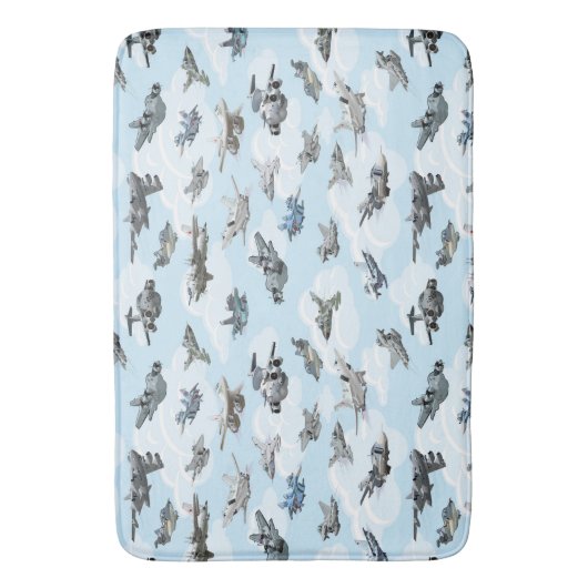 Cartoon warplanes patroonstof badmat (Voorkant Verticaal)