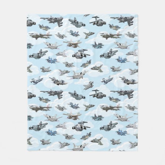 Cartoon warplanes patroonstof fleece deken (Voorkant)