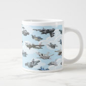 Cartoon warplanes patroonstof grote koffiekop (Rechts)