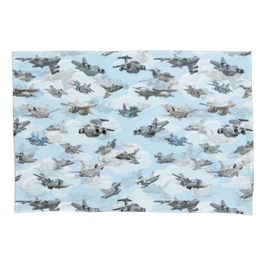Cartoon warplanes patroonstof kussensloop (Voorkant)