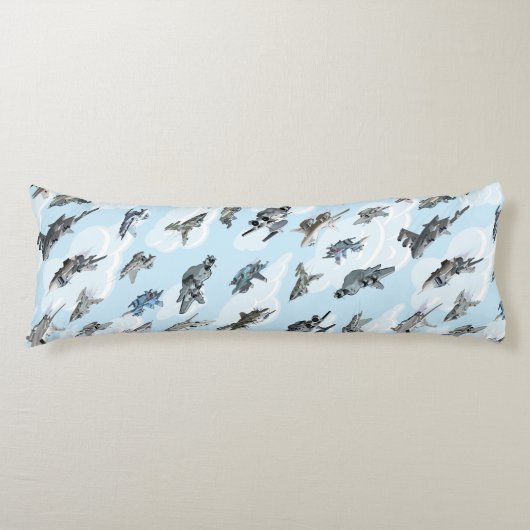 Cartoon warplanes patroonstof lichaamskussen (Voorkant)