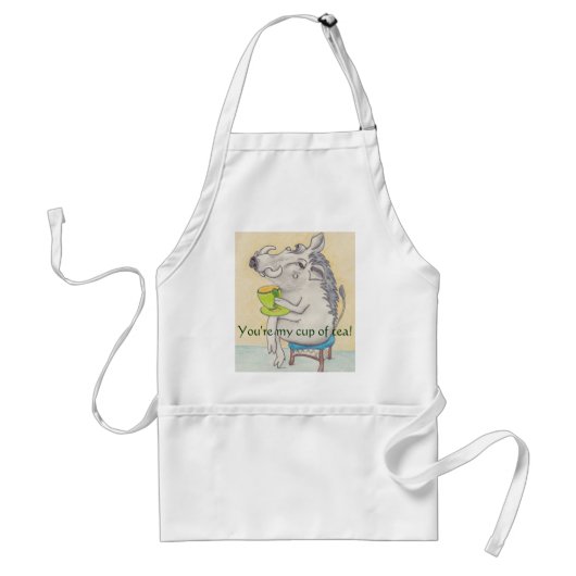 Cartoon Warthog-schort voor het inkepen van thee Standaard Schort (Voorkant)