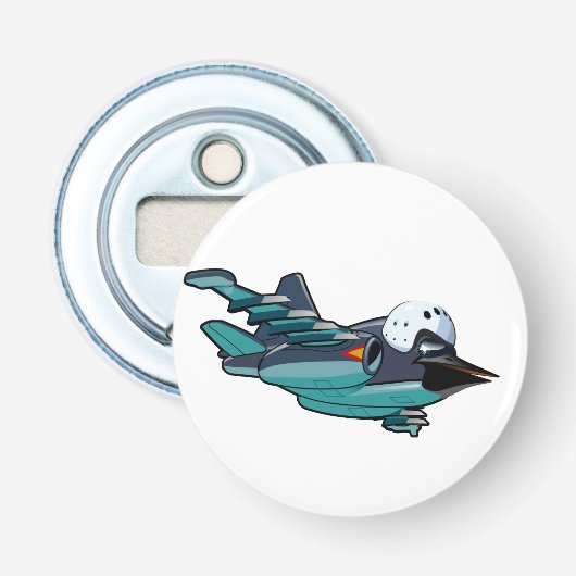 Cartoon-warvogelvliegtuig Button Flesopener (Voorkant)