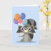 Cartoon wasbeer met ballonnen Happy Birthday Kaart (Gele Bloem)