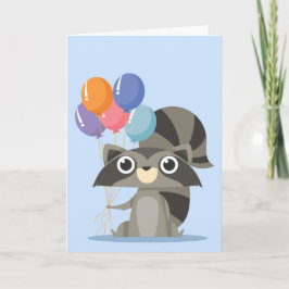 Cartoon wasbeer met ballonnen Happy Birthday Kaart