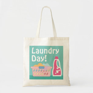 Cartoon wasdag en wasmiddel tote bag