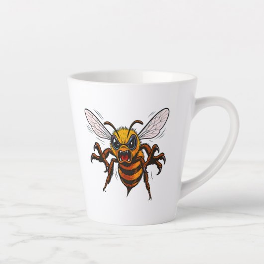 Cartoon Wasp Charge Bold Insect Art Latte Mok (Rechts)