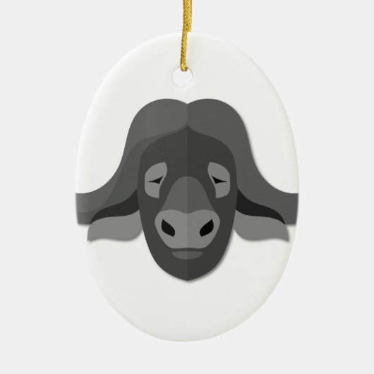 Cartoon Water Buffalo Keramisch Ornament (Voorkant)
