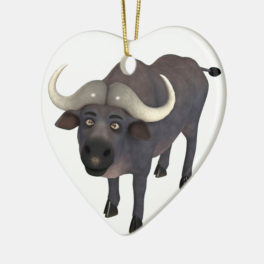 Cartoon Water Buffalo Keramisch Ornament (Links)