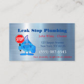 Cartoon Waterdruppelaar Man Plumbing Service Visitekaartje (Voorkant)