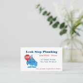Cartoon Waterdruppelaar Man Plumbing Service Visitekaartje (Staand voorkant)