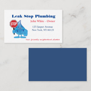 Cartoon Waterdruppelaar Man Plumbing Service Visitekaartje