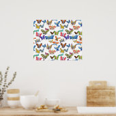 Cartoon Waterverf Butterflies Poster (Keuken)