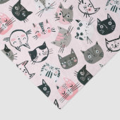 Cartoon Waterverf Cute Kitten Faces Tissuepapier (Detail)