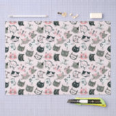 Cartoon Waterverf Cute Kitten Faces Tissuepapier (Craft)