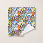 Cartoon Waterverf sleufpatroon Bad Handdoek (Wasdoekje)