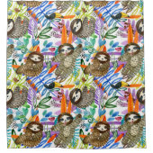 Cartoon Waterverf sleufpatroon Douchegordijn (Voorkant)