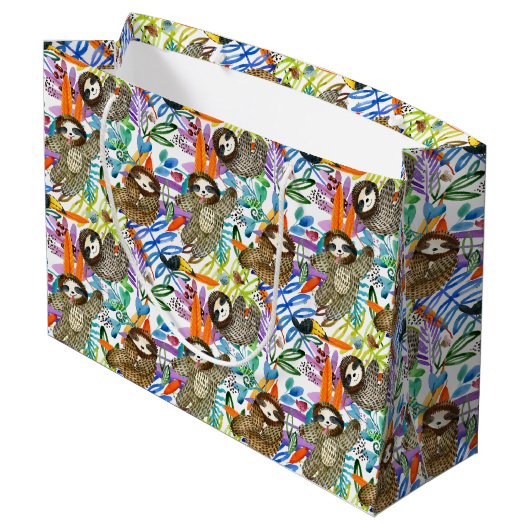 Cartoon Waterverf sleufpatroon Groot Cadeauzakje (Achterkant Gekanteld)