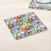 Cartoon Waterverf sleufpatroon Kartonnen Onderzetters (Schuin)