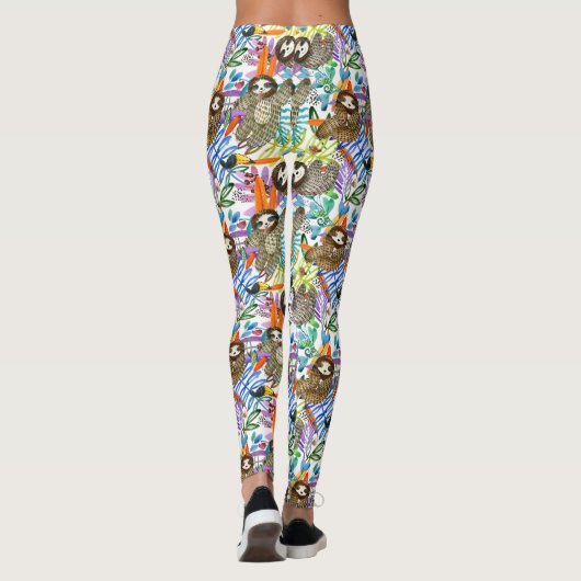 Cartoon Waterverf sleufpatroon Leggings (Achterkant)