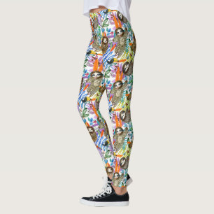 Cartoon Waterverf sleufpatroon Leggings