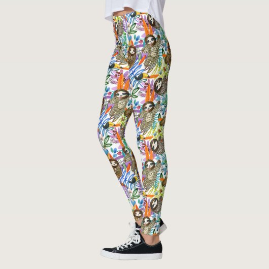 Cartoon Waterverf sleufpatroon Leggings (Links)