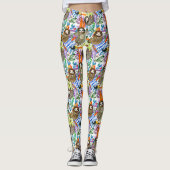 Cartoon Waterverf sleufpatroon Leggings (Voorkant)