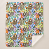 Cartoon Waterverf sleufpatroon Sherpa Deken (Voorkant)