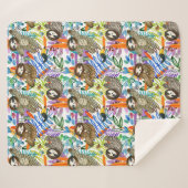 Cartoon Waterverf sleufpatroon Sherpa Deken (Voorkant (horizontaal))