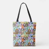 Cartoon Waterverf sleufpatroon Tote Bag (Achterkant)