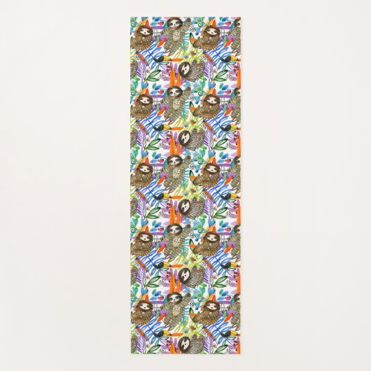 Cartoon Waterverf sleufpatroon Yogamat (Voorkant)