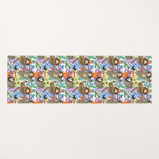 Cartoon Waterverf sleufpatroon Yogamat (Voorkant (horizontaal))