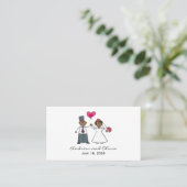 Cartoon Weddenschap Paars Bride & Groom Fuchsia He Plaatskaartje (Staand voorkant)