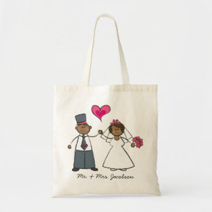 Cartoon Weddenschap Paars Bride & Groom Fuchsia He Tote Bag