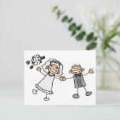 Cartoon Wedding Briefkaart (Staand voorkant)