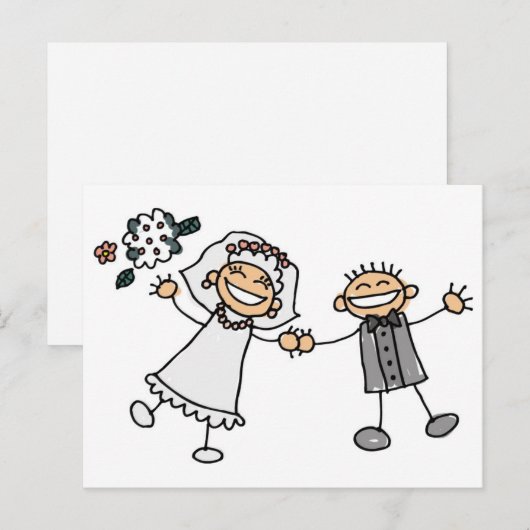 Cartoon Wedding Briefkaart (Voorkant / Achterkant)