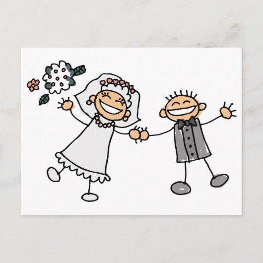 Cartoon Wedding Briefkaart (Voorkant)