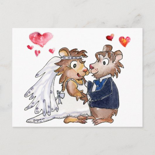 Cartoon Wedding Couple Briefkaart (Voorkant)