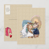 Cartoon Wedding Dance Couple Aankondigingskaart (Voorkant / Achterkant)