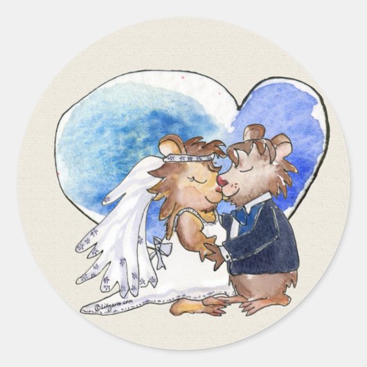 Cartoon Wedding Dance Couple Ronde Sticker (Voorkant)