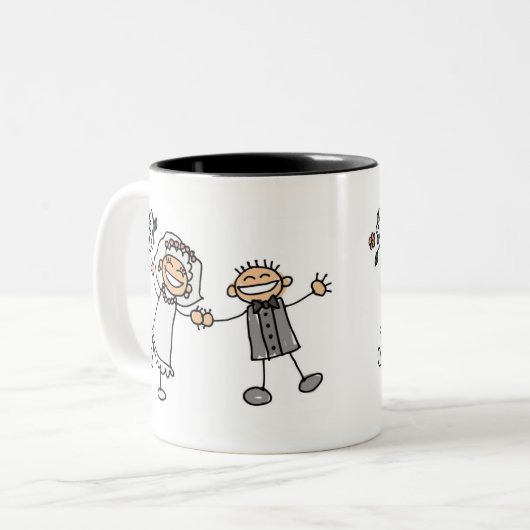 Cartoon Wedding Tweekleurige Koffiemok (Voorkant links)