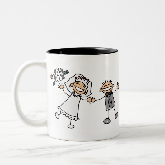 Cartoon Wedding Tweekleurige Koffiemok (Links)