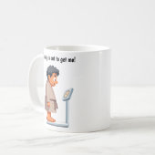  Cartoon weegschaal Koffiemok (Voorkant links)