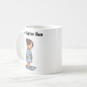  Cartoon weegschaal Koffiemok (Voorkant links)