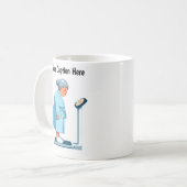  Cartoon weegschaal Koffiemok (Voorkant links)