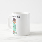  Cartoon weegschaal Koffiemok (Voorkant links)